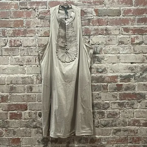 NEW BCBGMaxAzria‎ Pleated Front Panel Dress in Mocha Size Large - Picture 2 of 11